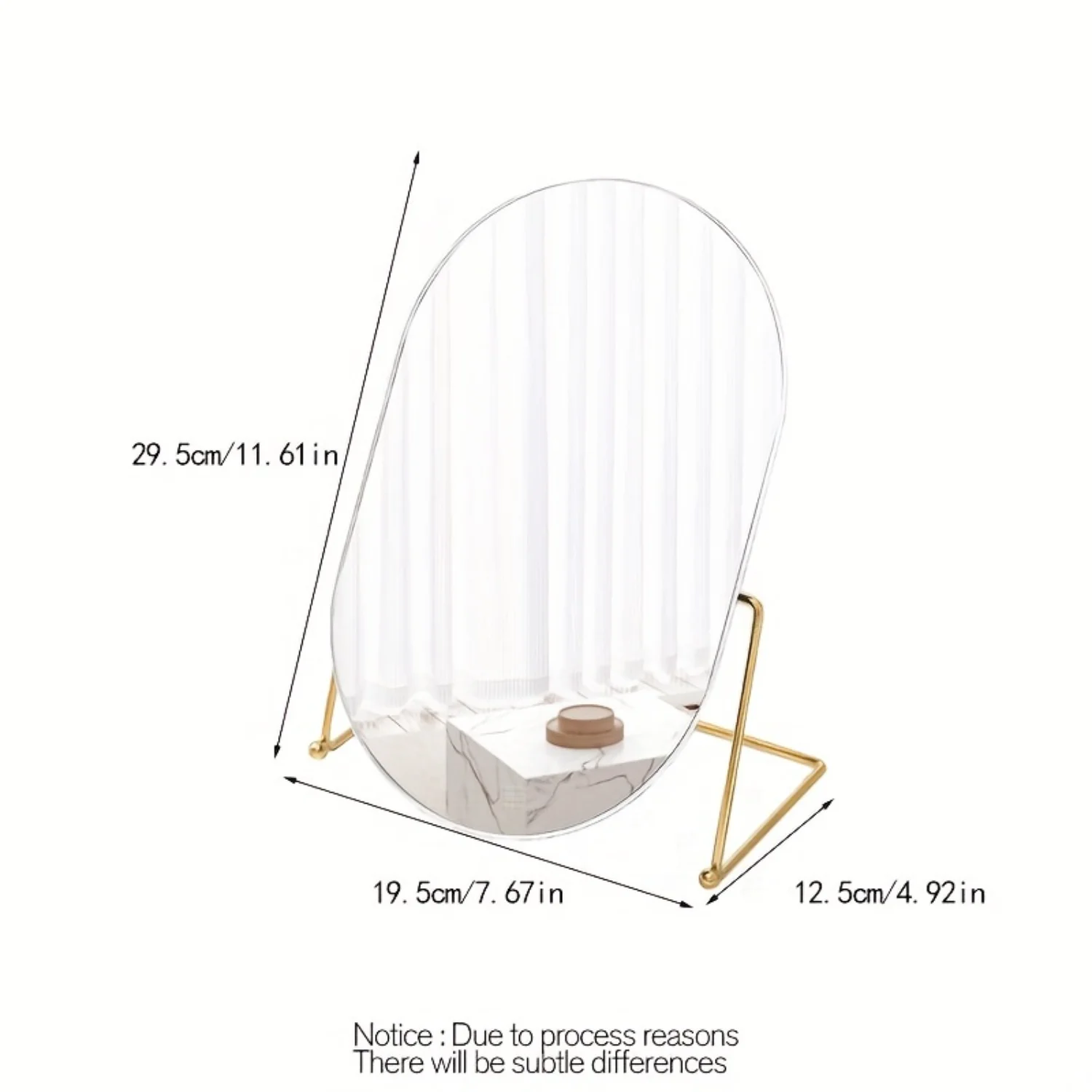 1pc Luxury Oval Makeup Mirror With Stand, Rotatable High-Definition Vanity Mirror, Bedroom Tabletop Decor