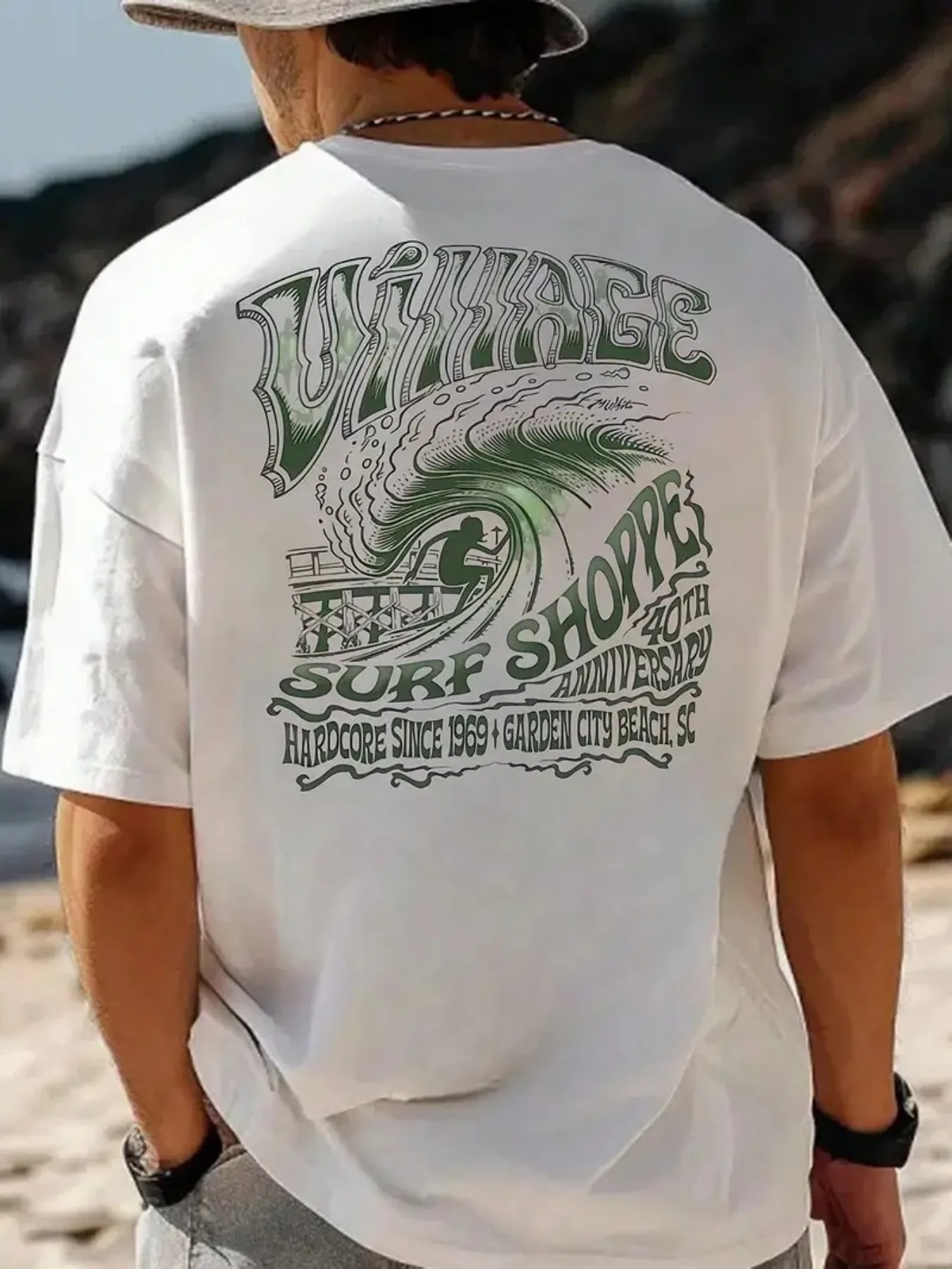 

Мужская свободная футболка в стиле ретро с рисунком волны, в стиле 1960-х и 1970-х годов, для пляжного отдыха и путешествий в любое время года.