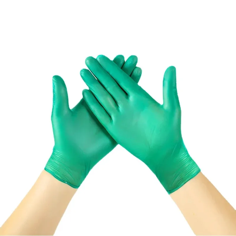 100PCS Green Nitrile Gloves Disposable Nitrile Gloves Kitchen Dishwashing Safety Anti-static Work Household Long Reusable