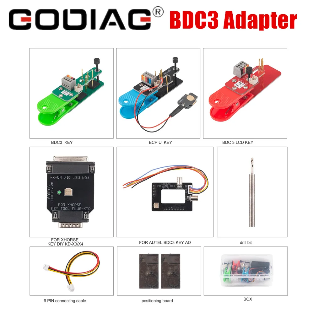 GODIAG BDC3 Adapter Kit Support BDC03 Key/ BCP U Key/ BDC3 LCD Key for Connecting XHORSE, AUTEL, KEYDIY, KYDZ Devices