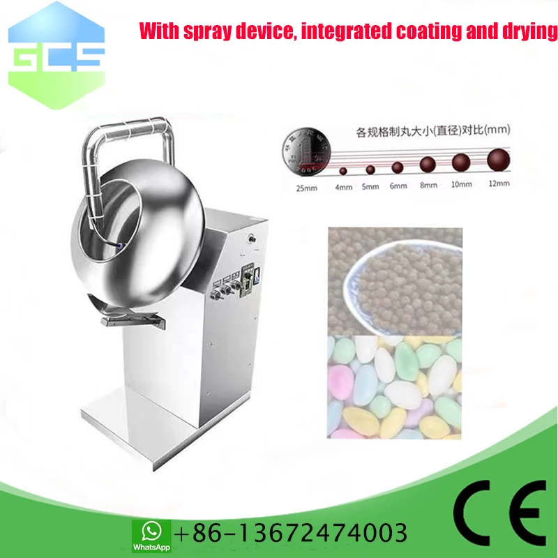 Con dispositivo de pulverización, recubrimiento integrado y secado Máquina automática de recubrimiento de película de azúcar, chocolate, anacardo, maní