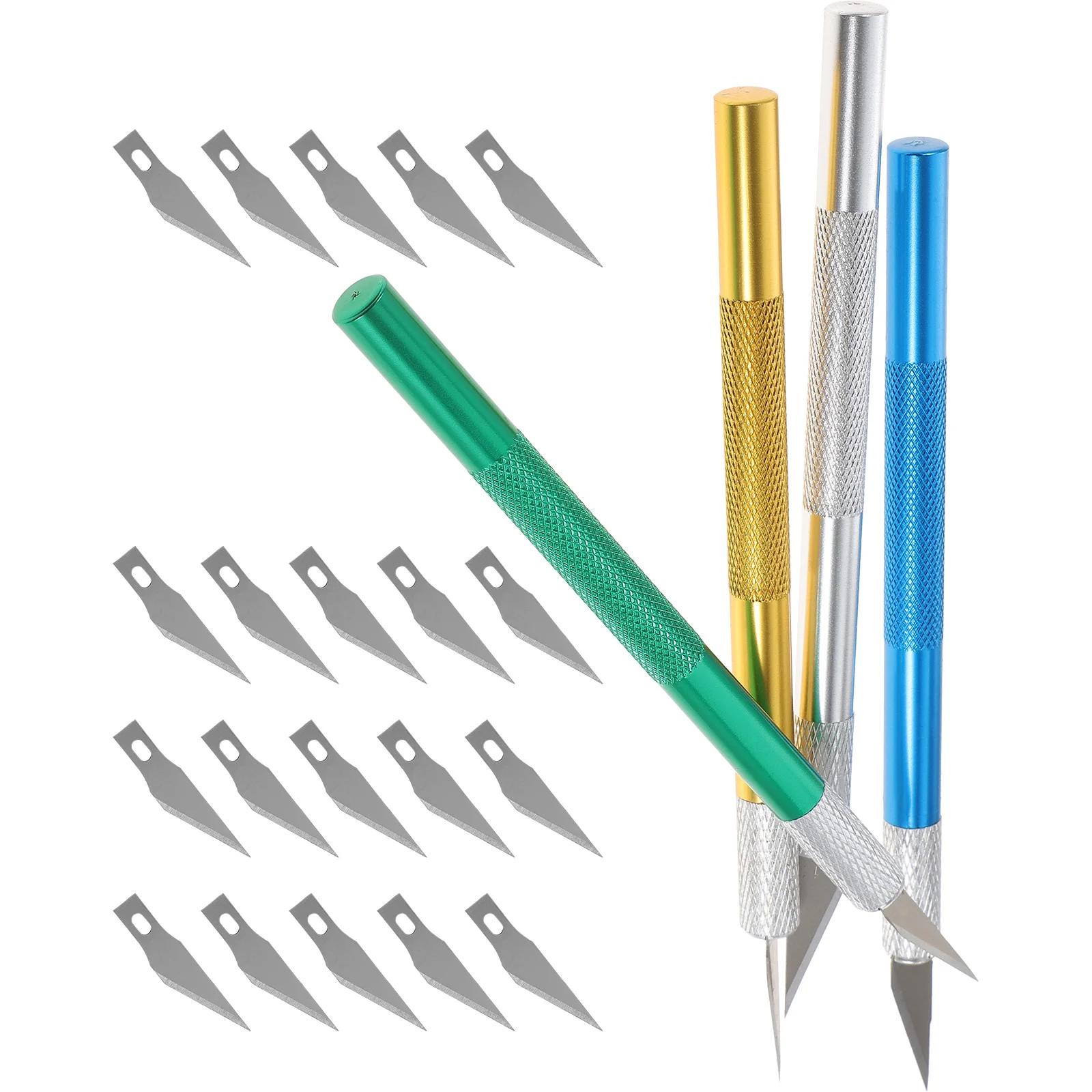 

4Sets Carving Knife Set Premium Aluminum Handle Anti-Slip Design Precision Cutting Tool for Craft Paper Wood Fabric Art Blades