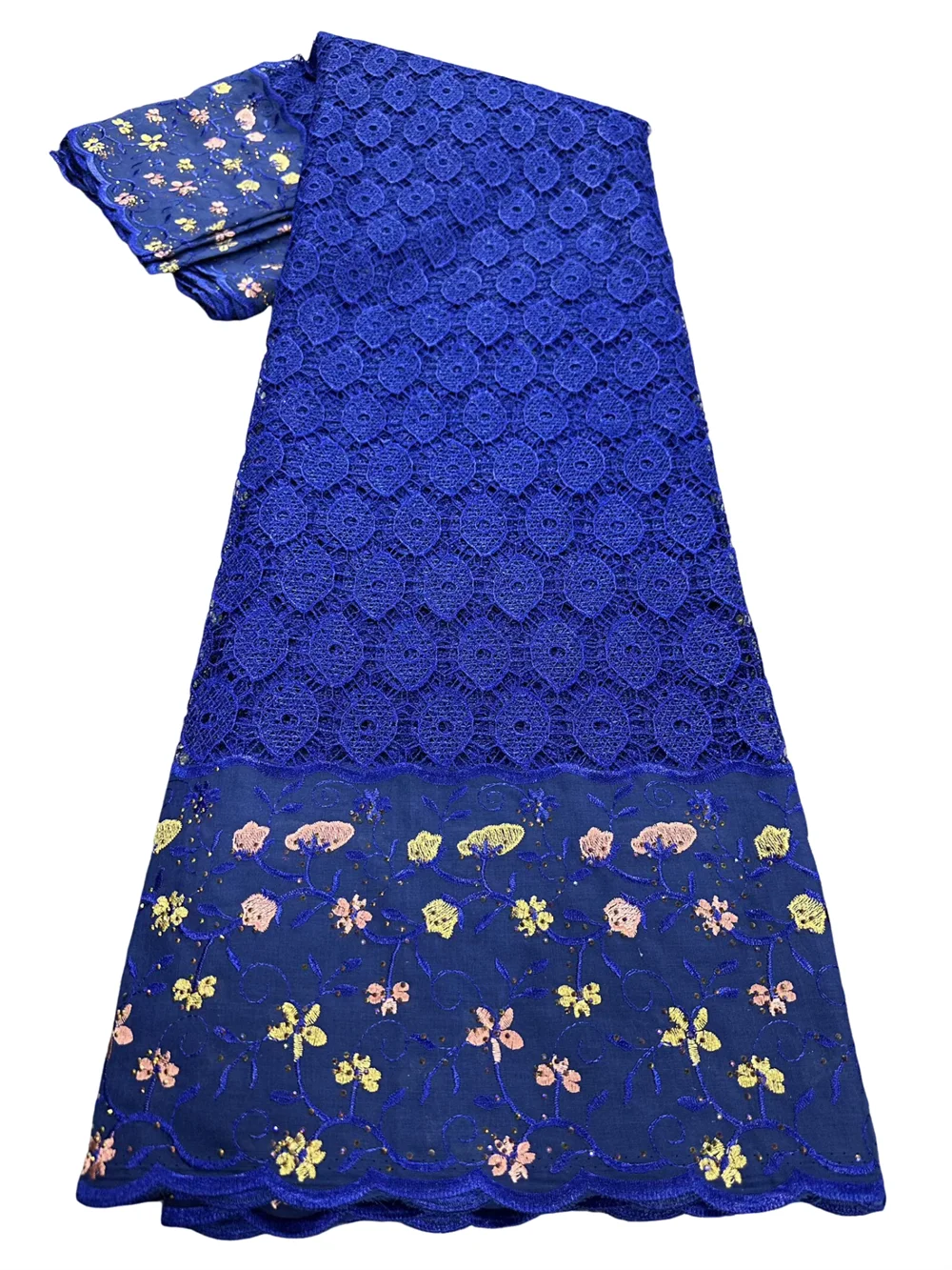 

Синяя нигерийская водорастворимая французская кружевная ткань с цветком, 2025 г., высококачественные камни, африканская хлопковая швейцарская вуаль, кружево для платьев