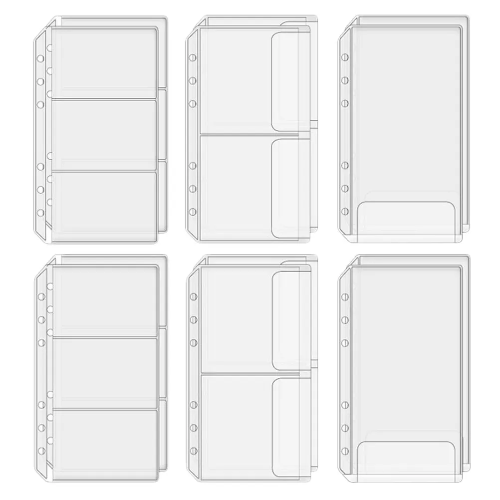 

12Pcs A6 PVC Binder Pockets Clear Loose Leaf Card Bags for Business Receipts Organization Budget-Friendly Reusable Transparent