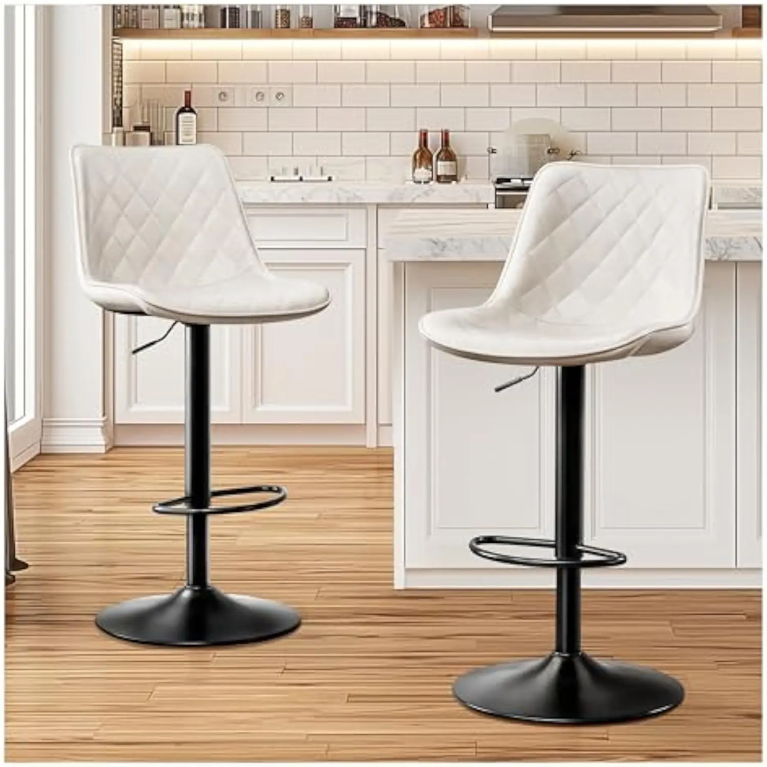 

Modern Bar Stool Height Adjustable Microfiber Leather Bar Chair X-Large Base and Seat Bar stools, Ergonomic Heavy Duty Counter