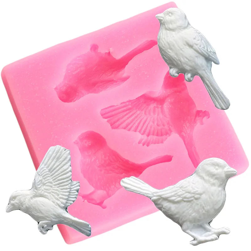 3D Birds Silicone Molds Cupcake Topper Fondant Mold Kitchen Baking Cake Decorating Tools Chocolate Candy Clay Resin Moulds