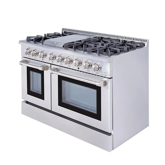 48 Inch Stainless Steel Appliances Multifunctional Cooking Grill Integrated 6 Hearth Natural Gas LP Stove