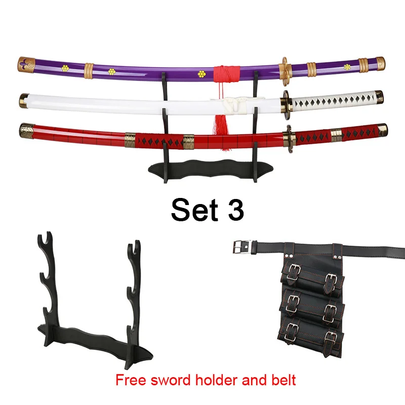 3pc Anime Katana 104cm/41in Hobby Verzamelrekwisieten en rollenspel Wordt geleverd met een drielaagse zwaardstandaard en riem