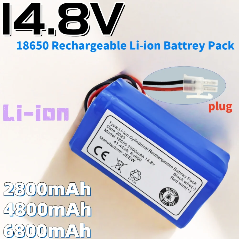 

4S1P 14.8V 2800/4800/6800mAh Lithium Battery Suitable for Xiaomi Sweeping Robot G1 Battery, Puppy R30 R35 Battery