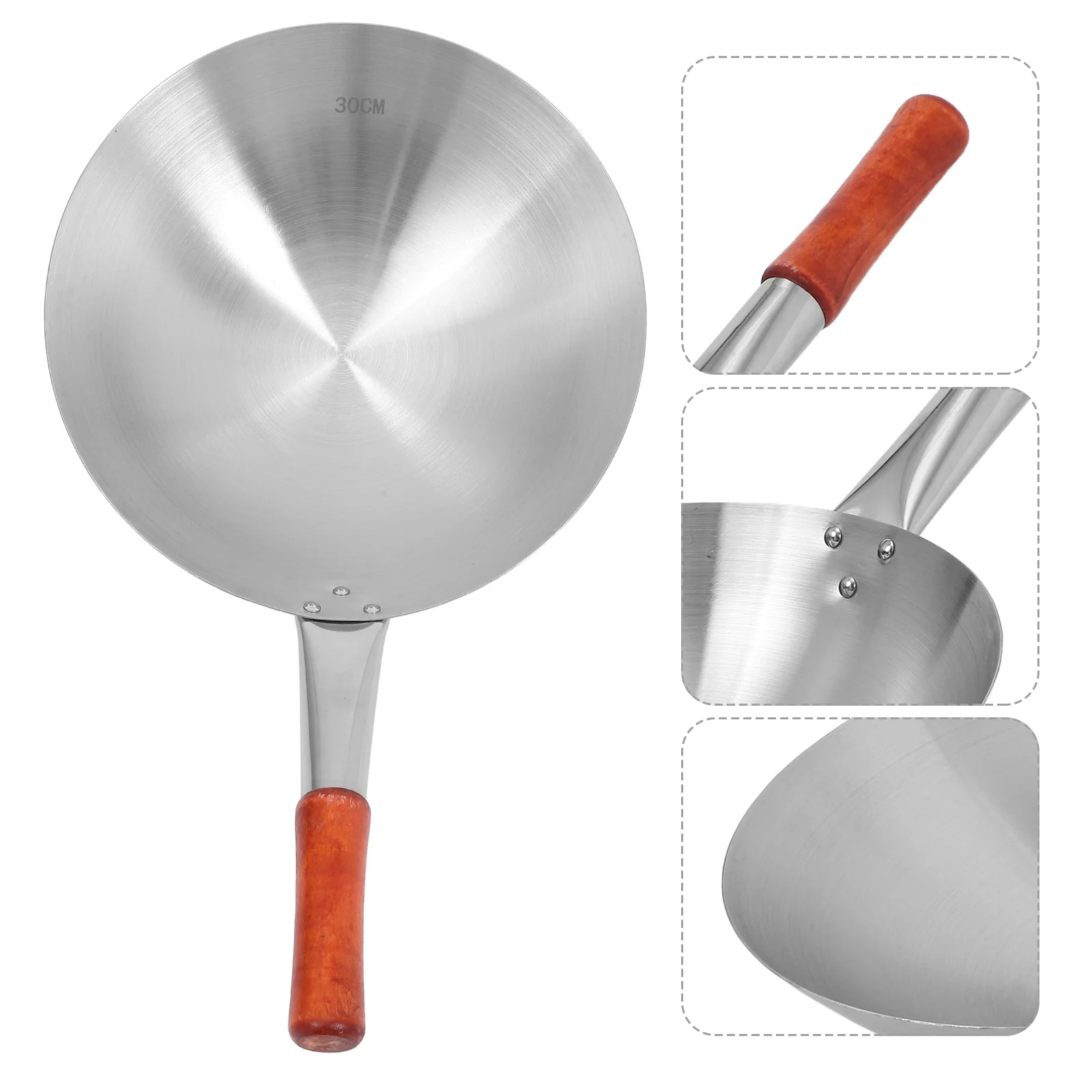 Deep Frying Pan Stainless Steel Wok Pans Woks for Gas Stove Electric Furnace Silver Griddle