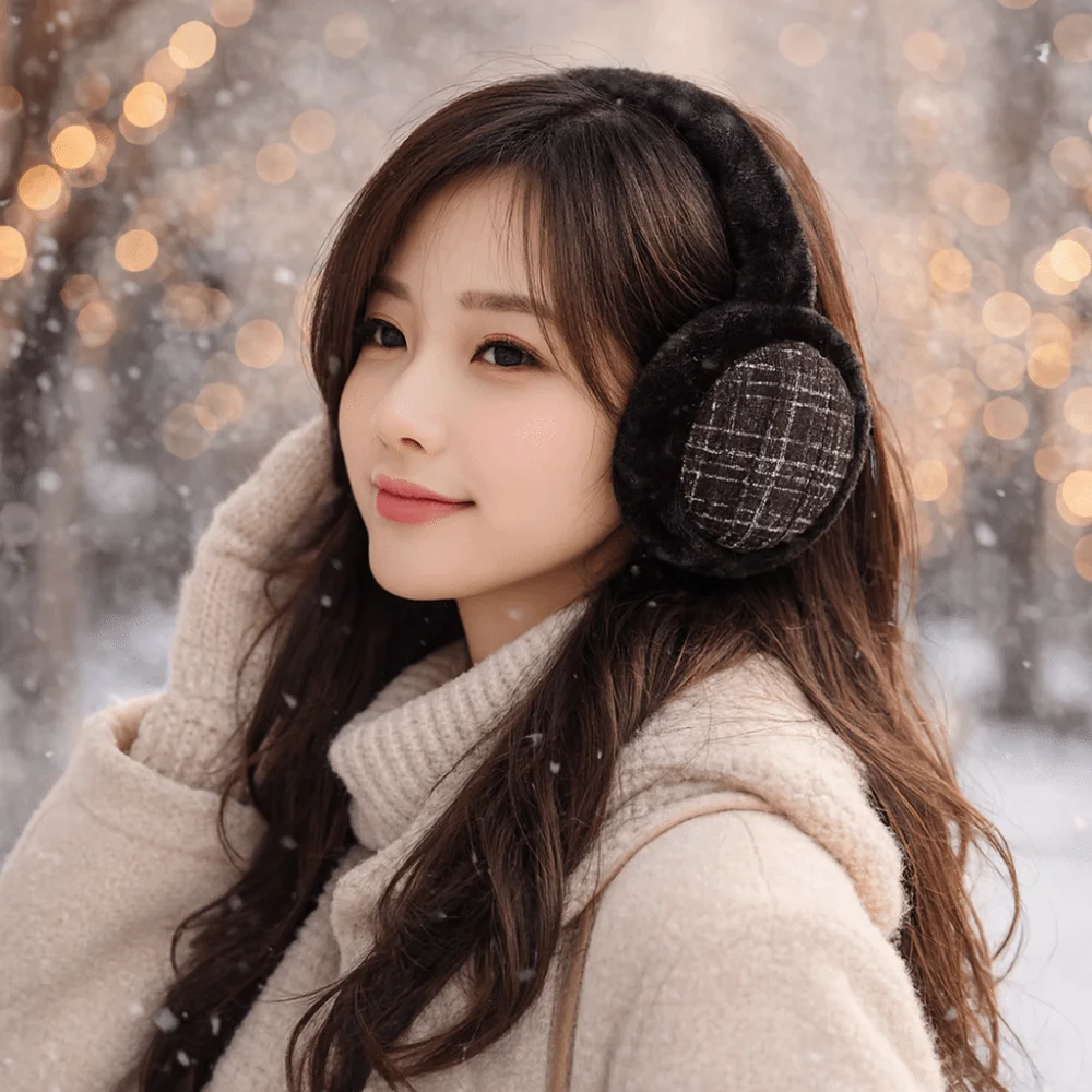 Comfortable Solid Color Winter Warm Earmuffs Windproof Foldable Ear Cover Ear Warmers Korean Style Winter Thicken Earflap Women