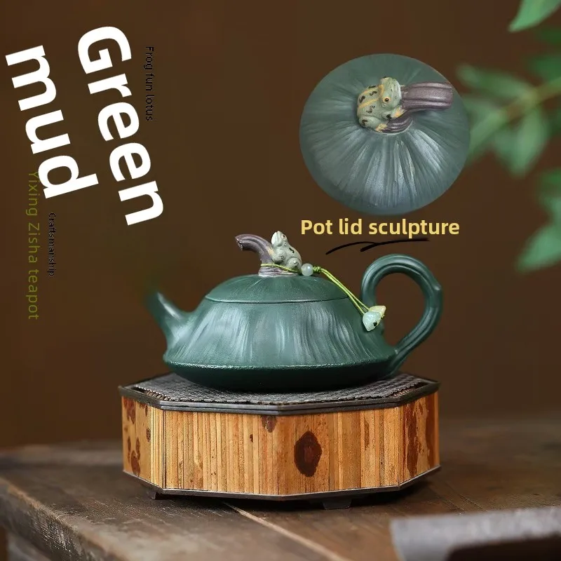 

Yixing Purple Clay Teapot, Original Ore, Green Clay, Handmade Frog, Interesting Lotus Pod, Ceramic Kung Fu Teapot, Tea Set, Gift