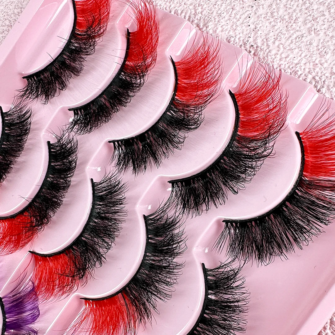 New 10 Pairs Of Colorful 8D Curly Natural False Eyelashes Makeup Stage Extensions Eyelashes Hot Selling