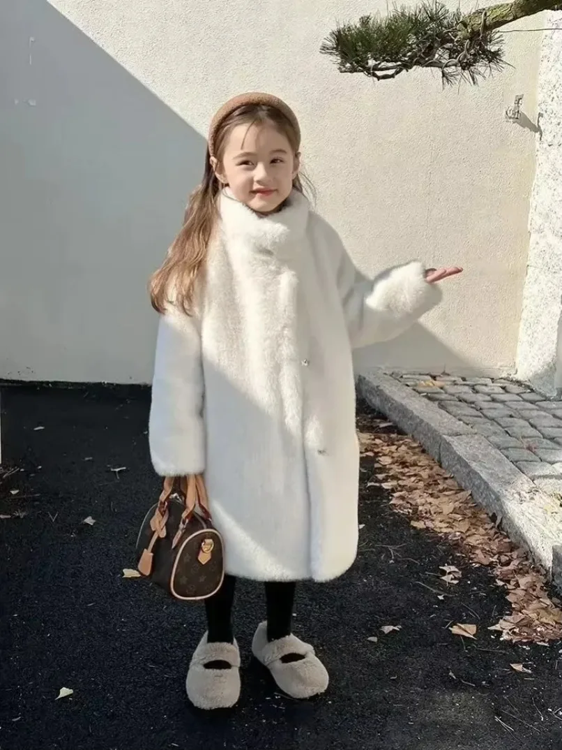 

Хлопковое утолщенное теплое пальто из искусственного меха для девочек, детское плюшевое морозостойкое пальто с воротником-стойкой, новое осеннее и зимнее пальто
