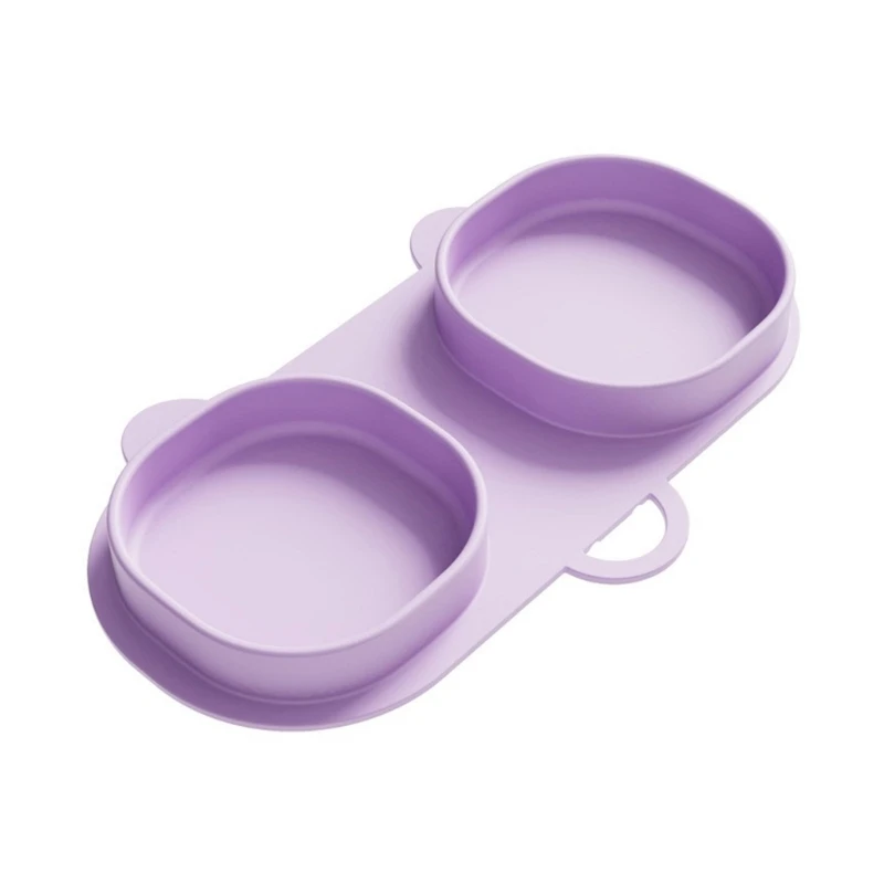 

Silicone Infant Feeding Plate Collapsible Design Leakproof Base Double Bowl Microwave Safe Dishwasher Safe for Infant