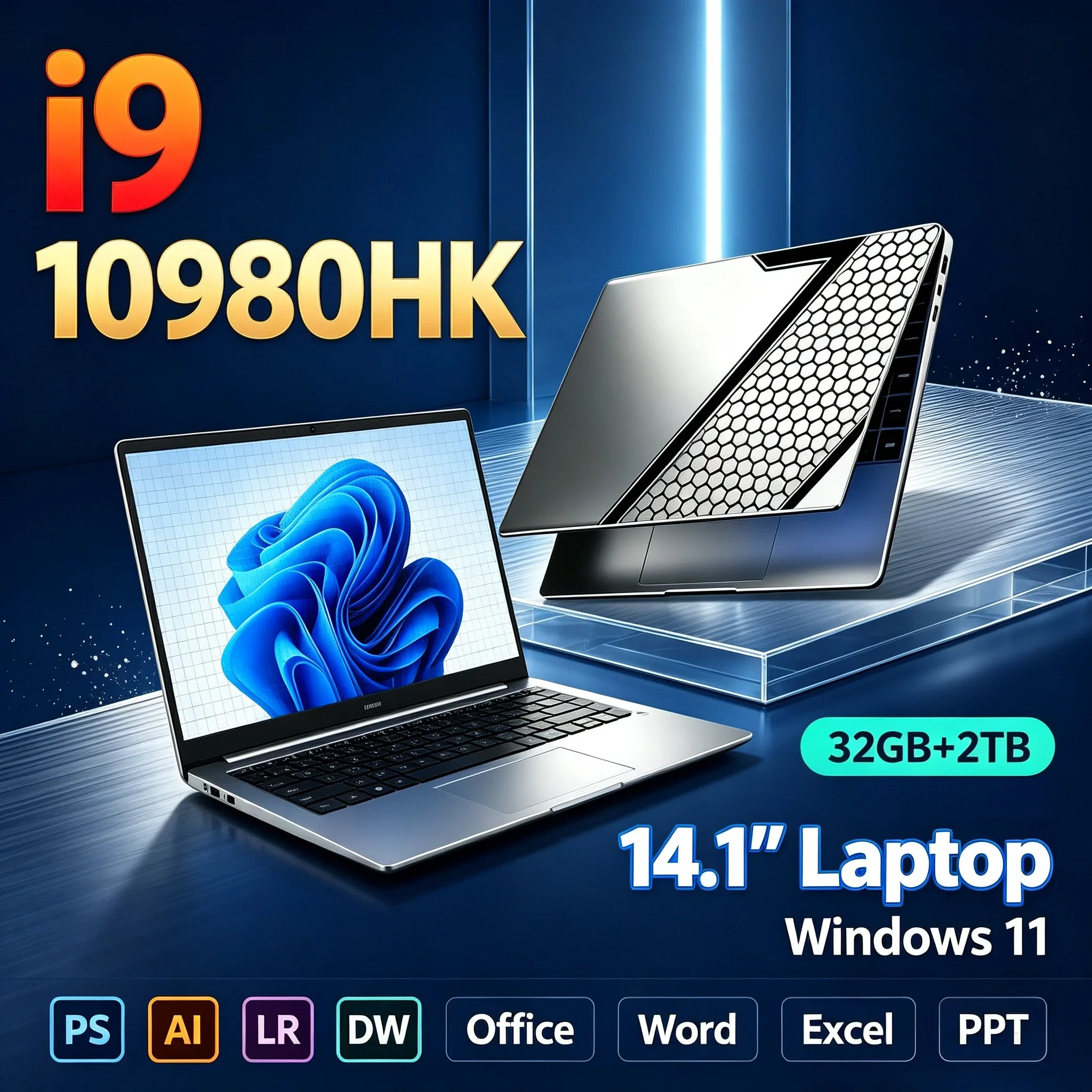 14.1‘’ Inch Notebook PC Windows 11 Intel Core I9-10980HK 32GB Memory 1TB SSD Ultra Thin Portable Laptop For Study Office Home