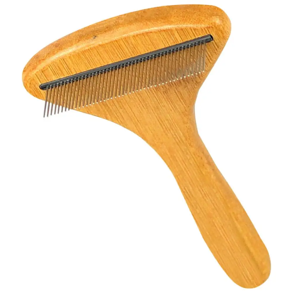 

Pet Comb Bamboo Wood Stainless Steel Hair Remover Tool Dog Puppy Cleaning Brush Groom Accessory Shedding Blade Slicker Rake