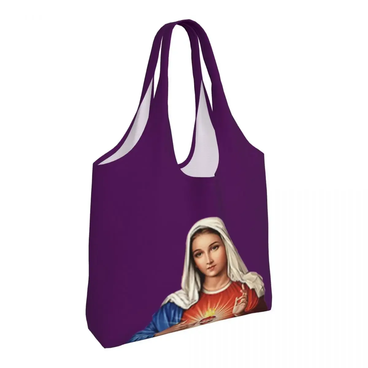 Mary Our Lady Of Perpetual Help Mother Of God Shopping Canvas Bag Women Reusable Large Capacity GroceriesTote Shopper Bags