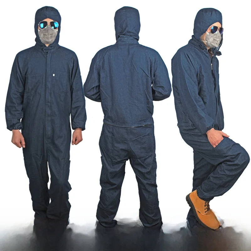 

Легкий рабочий комбинезон из чистого хлопкового денима для сварки, термостойкий, грязеотталкивающий