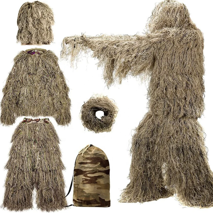 Ukryj fotografii Camo Jungle Camouflage Ghillie Suit lekki popularny caza kamuflaż pustynny ghillie garnitur na polowanie