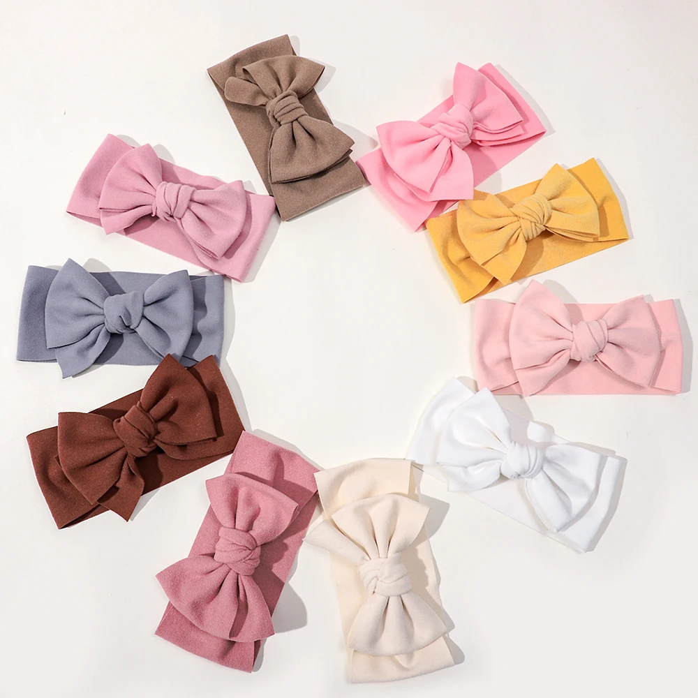 New Solid Bow Headband for Newborn Infant Baby Girls Soft Spandex Hair Band Cute Toddler Headwear Photo Props Accessories