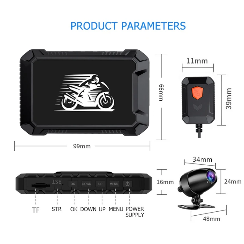 Cámara grabadora para motocicleta, grabadora de vídeo con WiFi, GPS Dual, lente impermeable, Full HD, DVR, caja negra, 1080P