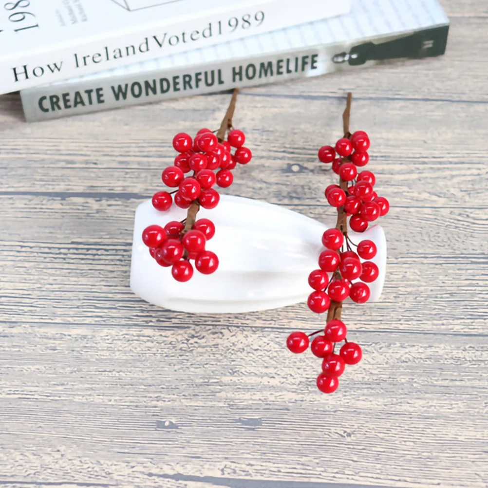 

6Pcs Simulated Red Berry Branch Christmas Berries Artificial Plant Rustic Xmas Decor Wedding Photography Props
