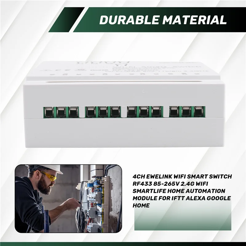 

4CH Ewelink Wi-Fi Smart Switch RF433 85-265V 2.4G Wi-Fi Smartlife Модуль домашней автоматизации для IFTT Alexa Google Home Простой в использовании-A7