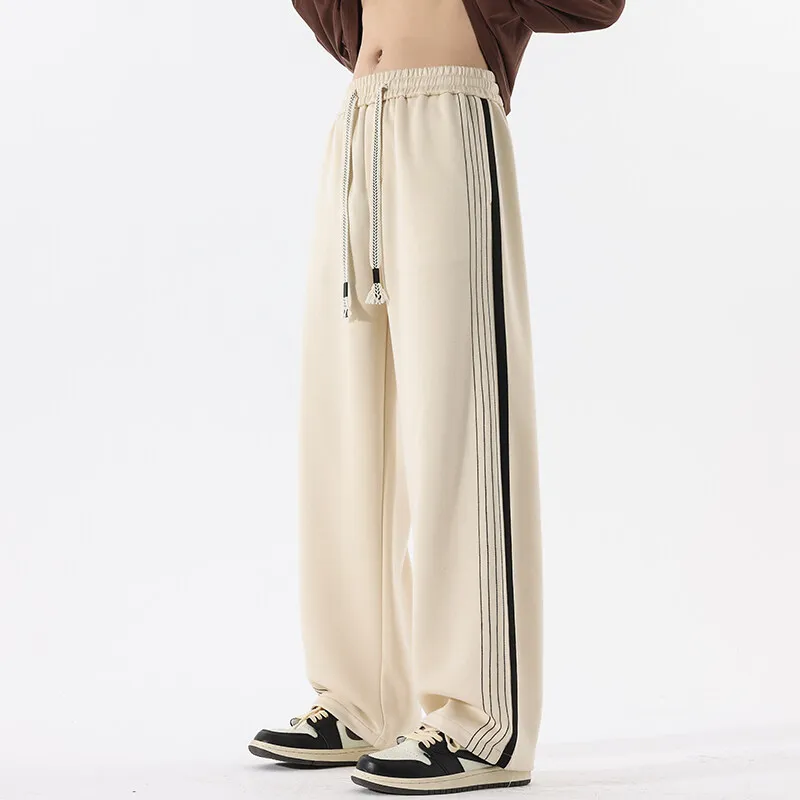 Straight Cotton Sweatpants Men's 2025 Spring Autumn Casual Pants Streetwear Oversized Loose Pants Outdoor Sports Jogger Trousers