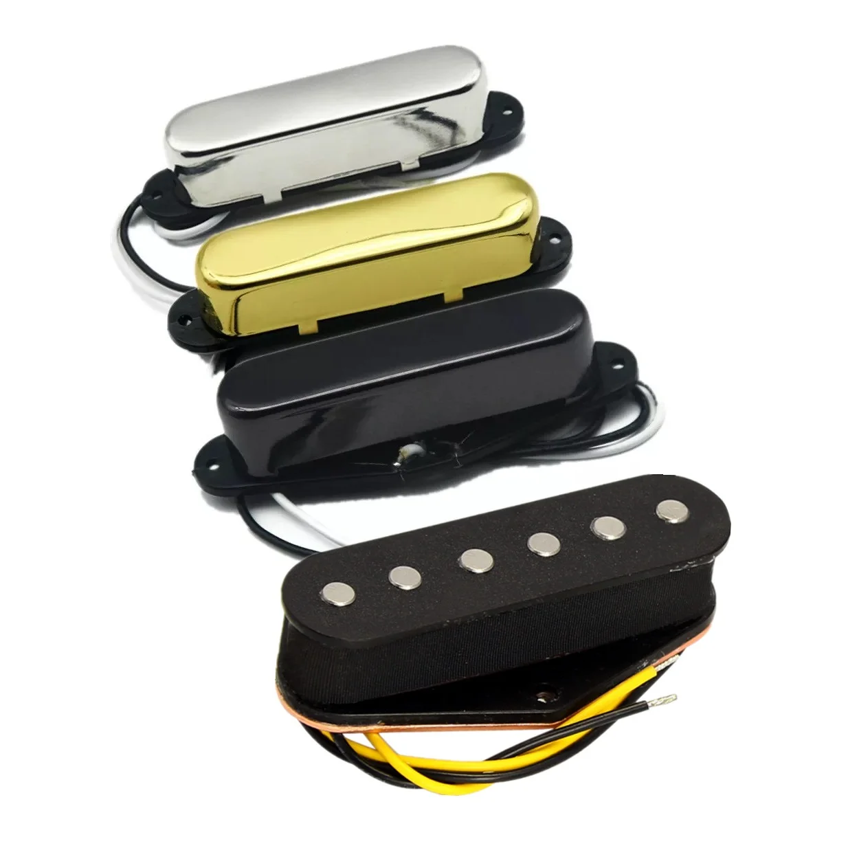 FLEOR Set of Alnico 5 Electric Guitar Single Coil Pickups Neck+Bridge Pickups TL Guitar Parts,Chrome/Golden/Black Choose