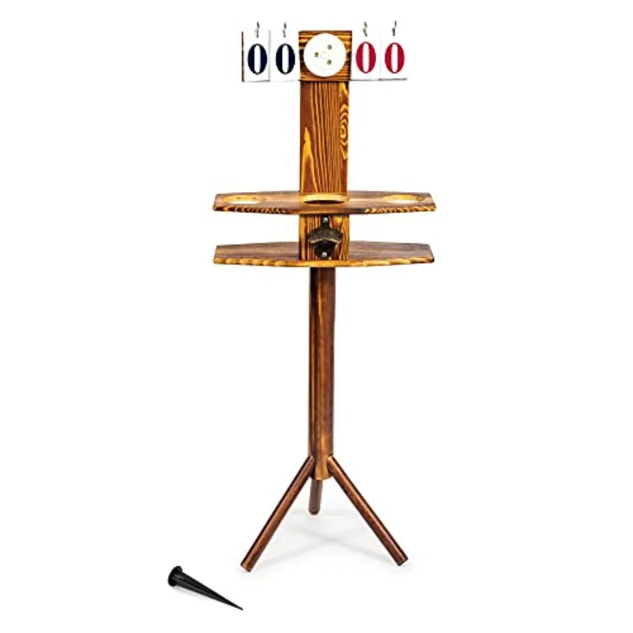 

Outdoor Scoreboard Keeper with Drink Holders and LED Lights - Perfect Accessory for Backyard Cornhole and Yard Games Medium