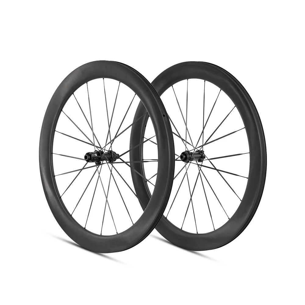 

New Carbon Wheelset 58mm 1230g Light Weight 54T Ratchet Wheel Hub Aero Tubeless Disc Brake 700c Road Bike Wheels for Race