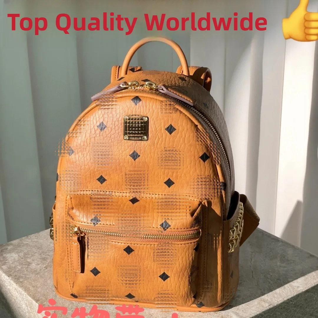 2025 New Guangzhou Daeji Version Large Capacity Double Shoulder Crossbody Backpack M Home Old Flower Side Nail Unisex Bookbag
