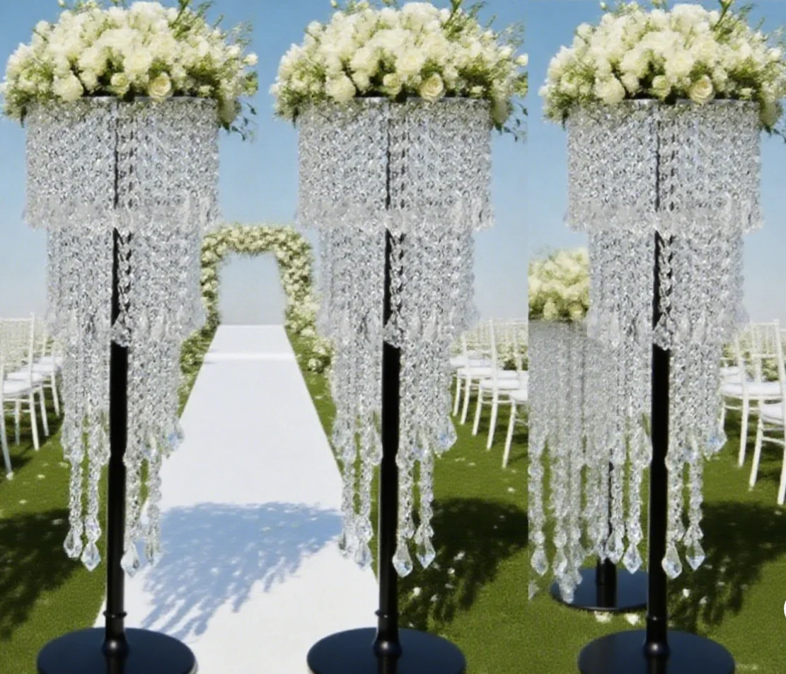 

60-120cm)4-10pcs) f1 Wedding Decors Table Decor Tall Metal Flower Stand Gold Acrylic Pendant Wedding Centerpieces for Wedding