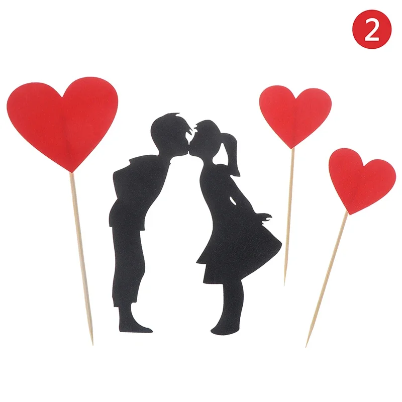 1Set Valentine\'s DayCake Topper Love Heart Sweet Lovers Cake Topper for Anniversary Valentine\'s Day Party Cake Decorations