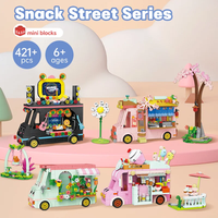 City Street View Food Cart Ice Cream Truck Building Blocks Model Street Food Stall Block Assembling Diy Kit Mini Children Toys