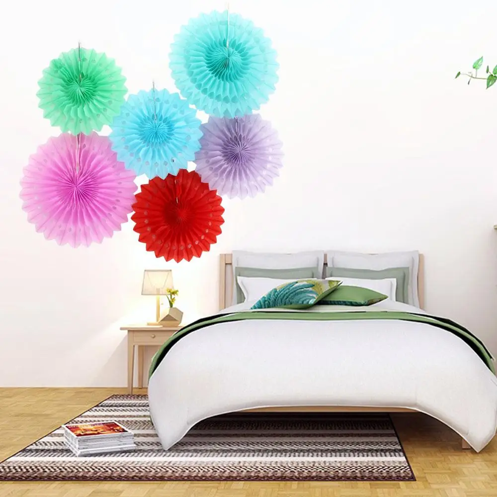 Photo Booth Decoration Wedding Round Birthday Tissue Paper Fans Honeycomb Pinwheels Flower Paper Cut-Out