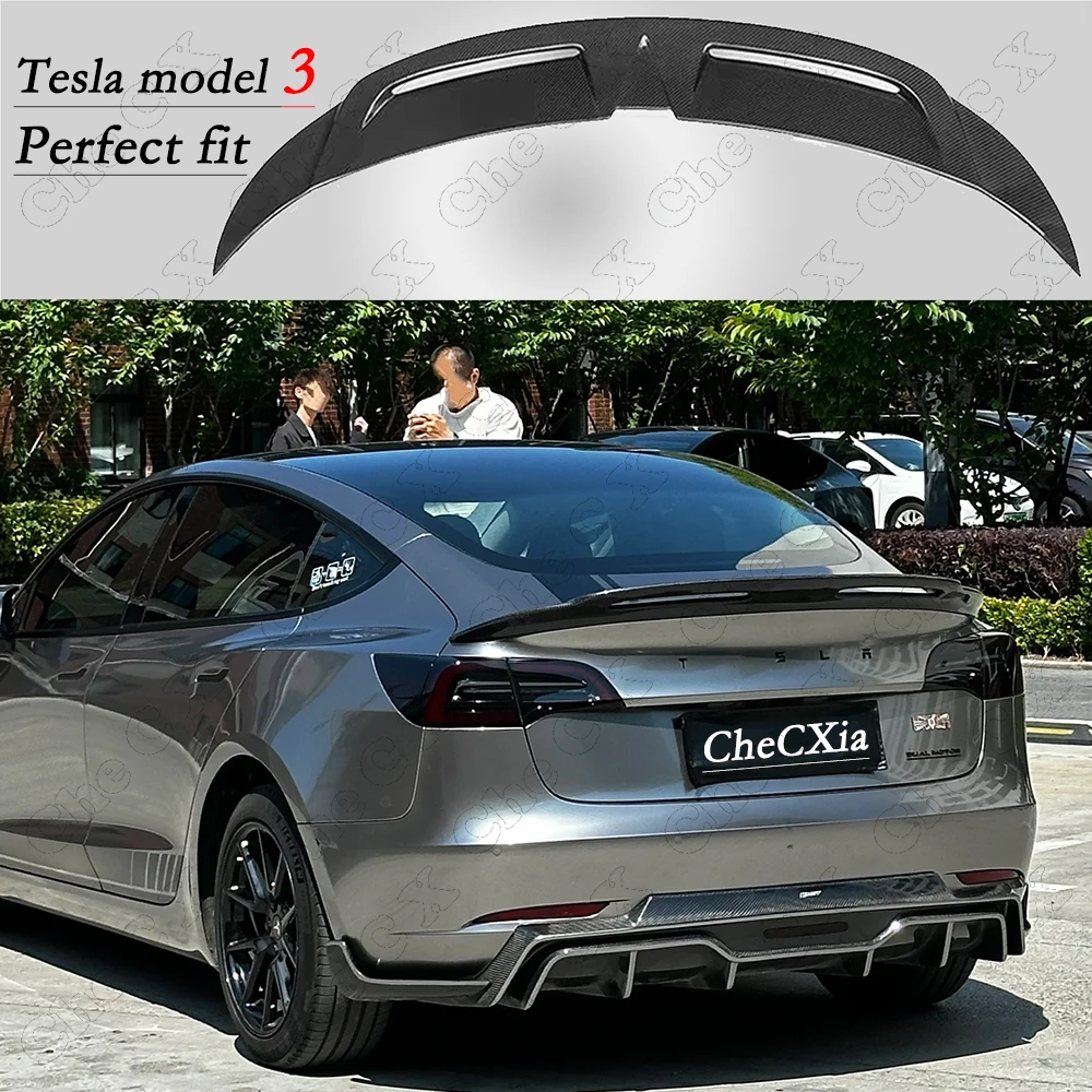 

Suitable For Tesla Model 3 2017-2022 Fiberglass Material Rear Luggage Compartment Lid Spoiler Carbon Fiber Appearance Spoiler