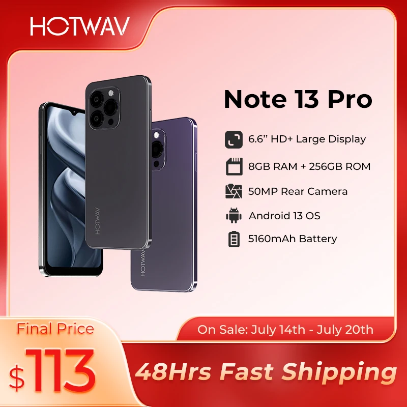[World Premiere] HOTWAV Note 13 Pro 6.6'' HD+ Android 13 16GB+256GB Octa-Core 50MP NFC 5160mAh 18W Charging Add To Cart&Wishlist