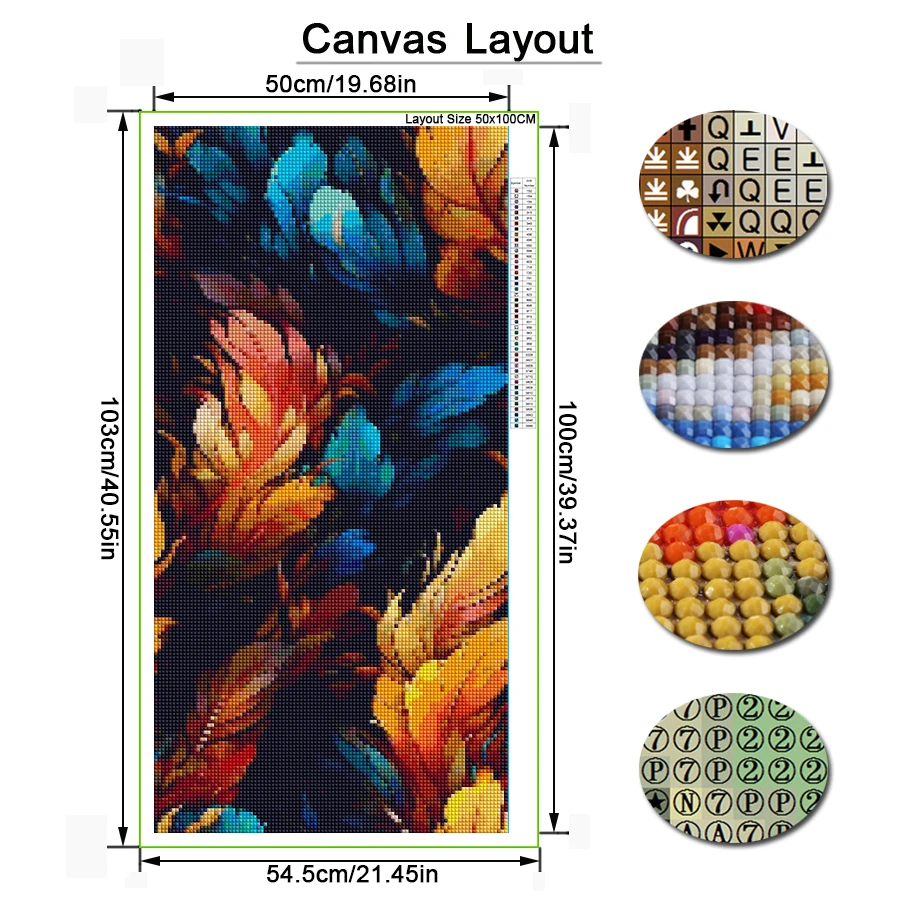 Diy Diamond Painting Cross Stitch Kits Large Size Colorful Feathers Full Drill Mosaic Embroidery Animals Picture Wall Decor