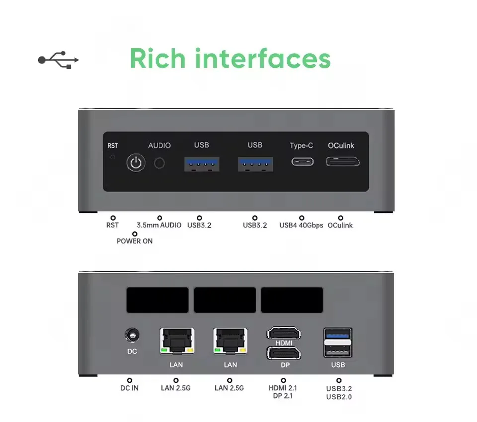 كمبيوتر مكتبي توبتون إنتل الترا 9 285H ES 7 255H ES 5 235H ES OCuLink ألعاب كمبيوتر صغير USB4 2x2.5G LAN 2xNVMe Windows 11 WiFi6E #6