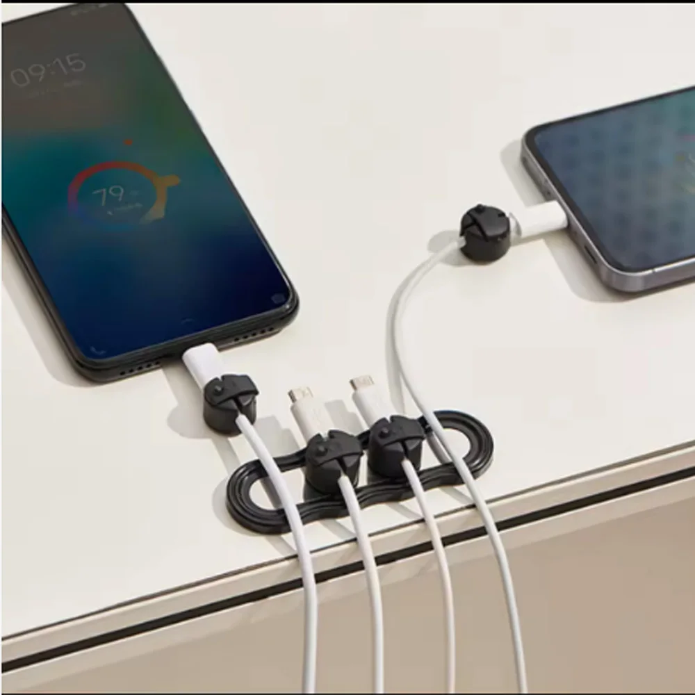1-2PCS Magnetic Cable Holder for Desktop – Charging & Data Cables Storage Buckle, Bedside Organizer