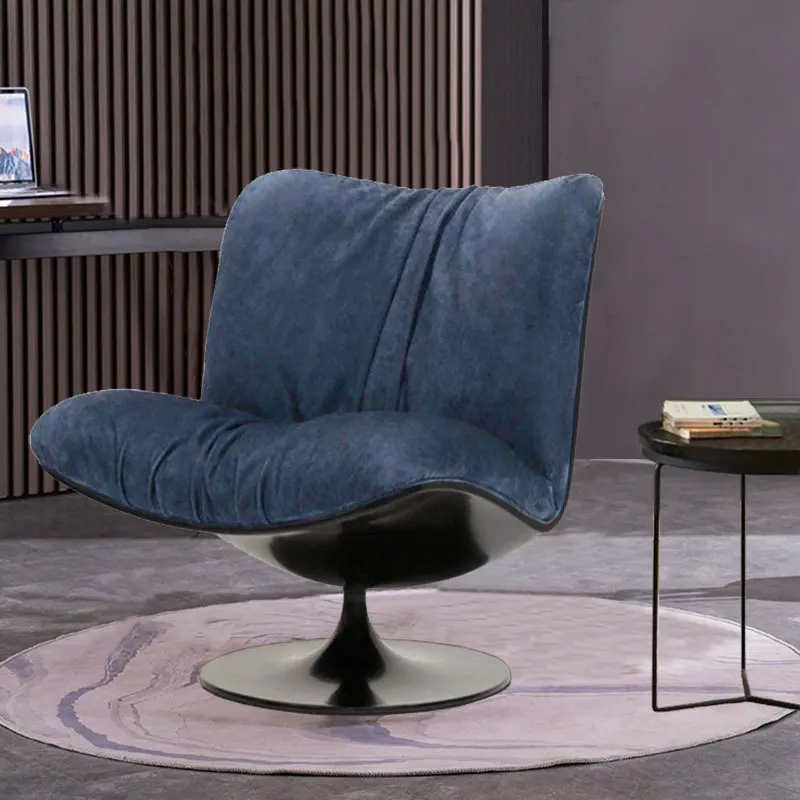 Nordic Italian Light Luxury Single Sofa Chair Rotate Leisure Living Room Accent Home Office Steel Frame