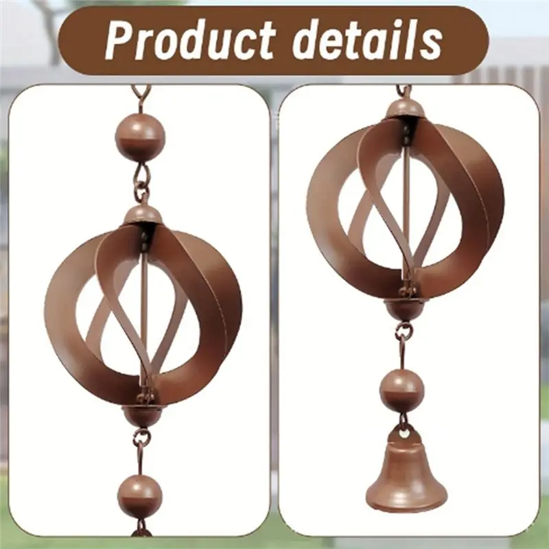 BMBY-Rain Chain Circular Wind Chime Rain Chain For Gutter Decorative Rainwater Collection Chain With Bells Easy Install
