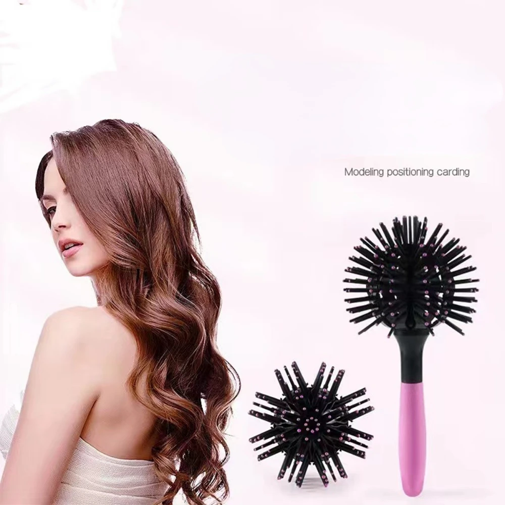 1pc 3D Curling Round Massage Hair Comb Salon Styling Tool 360 Degree Ball Detangling Hair Brush Hairdressing Heat Resistant Comb