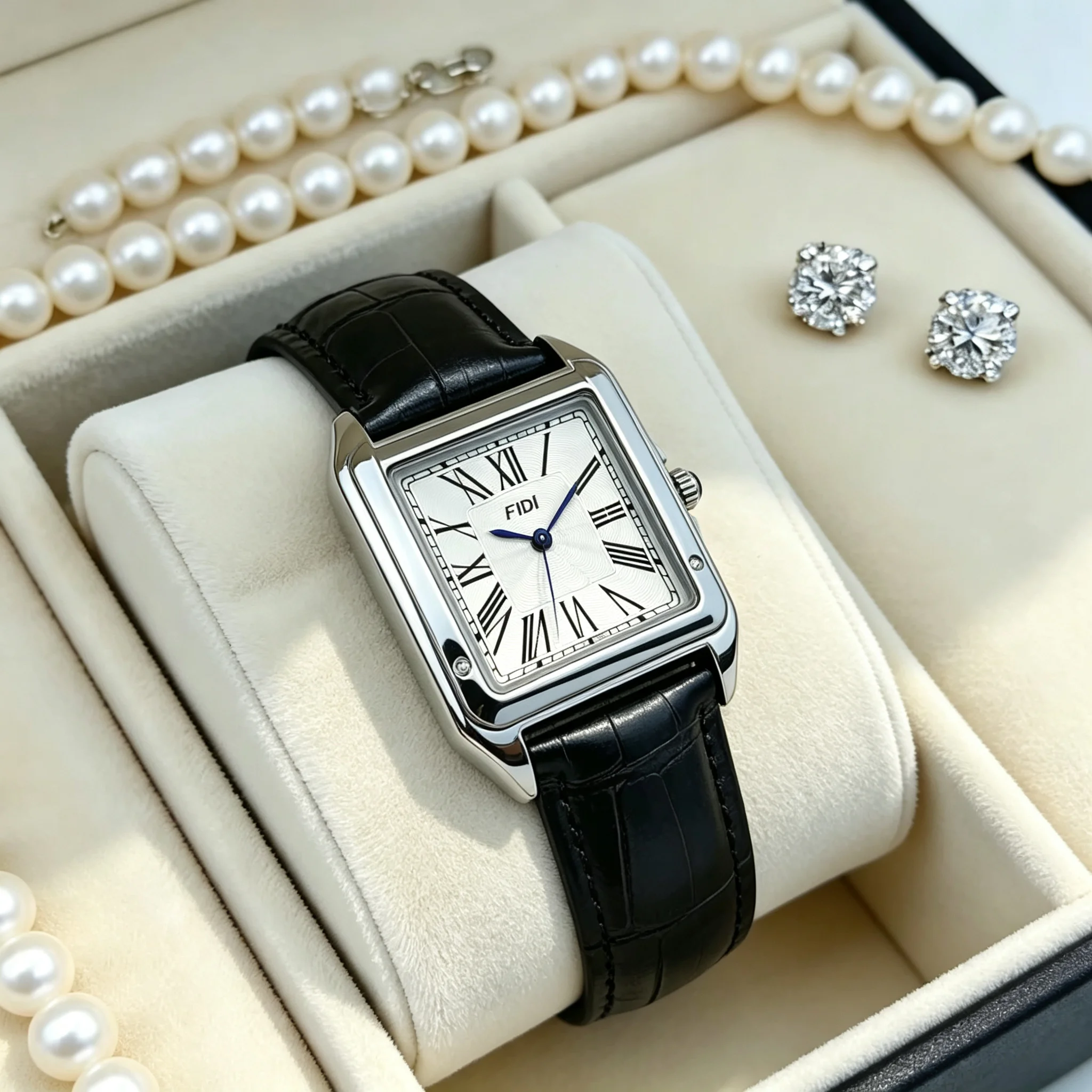 FIDI Mini Light Design Rectangle Dial Water Resistant Quartz Movement Business Luxury Elegant Dress Women Analog Wrist Gift