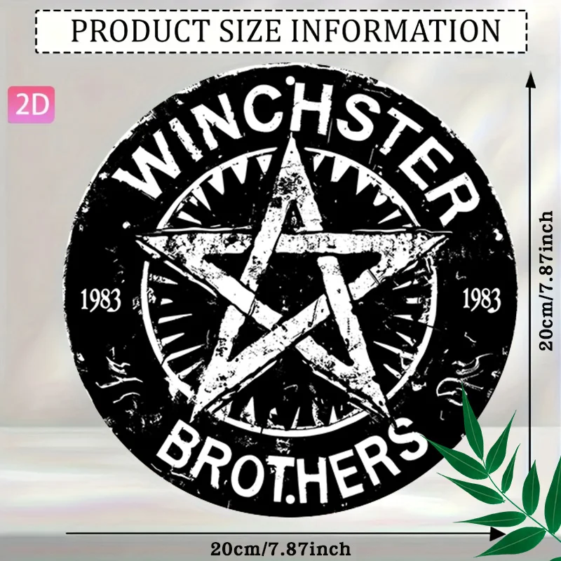 2D Flat, 1pc Winchester Brothers Round Sign,1983 Round Sign,Retro Logo Round Signs, Modern Rustic Metal Wall Art, Metal Decor