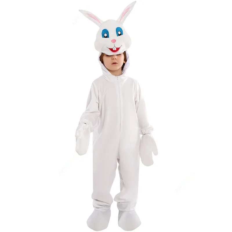 Kids Boys Girls Cartoon Rabbit /Carrot Jumpsuit White Rabbit/Carrot Cosplay Role Play Costume Easter Party Performance CostumesB
