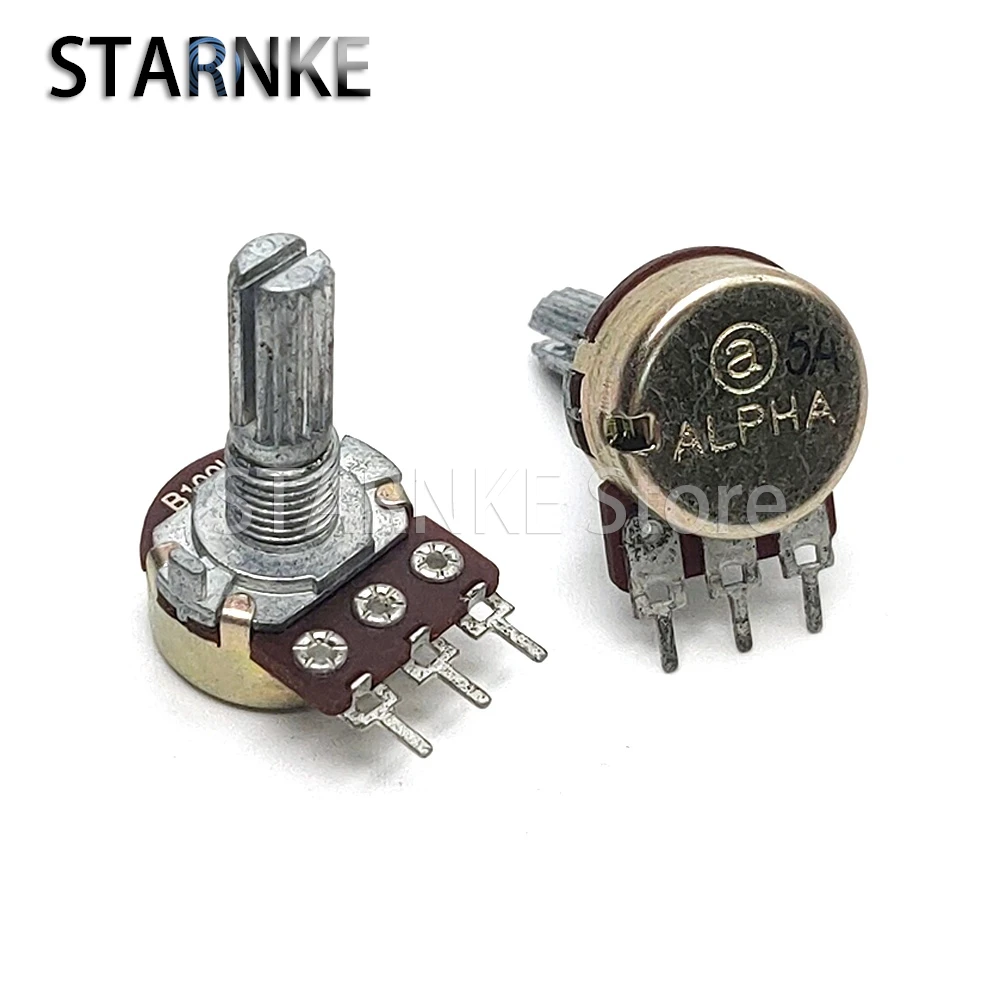 2PCS 16 Type B100K Single With Midpoint Amplifier Audio Volume Balance Potentiometer 3-Pin Flower Shaft 20mm