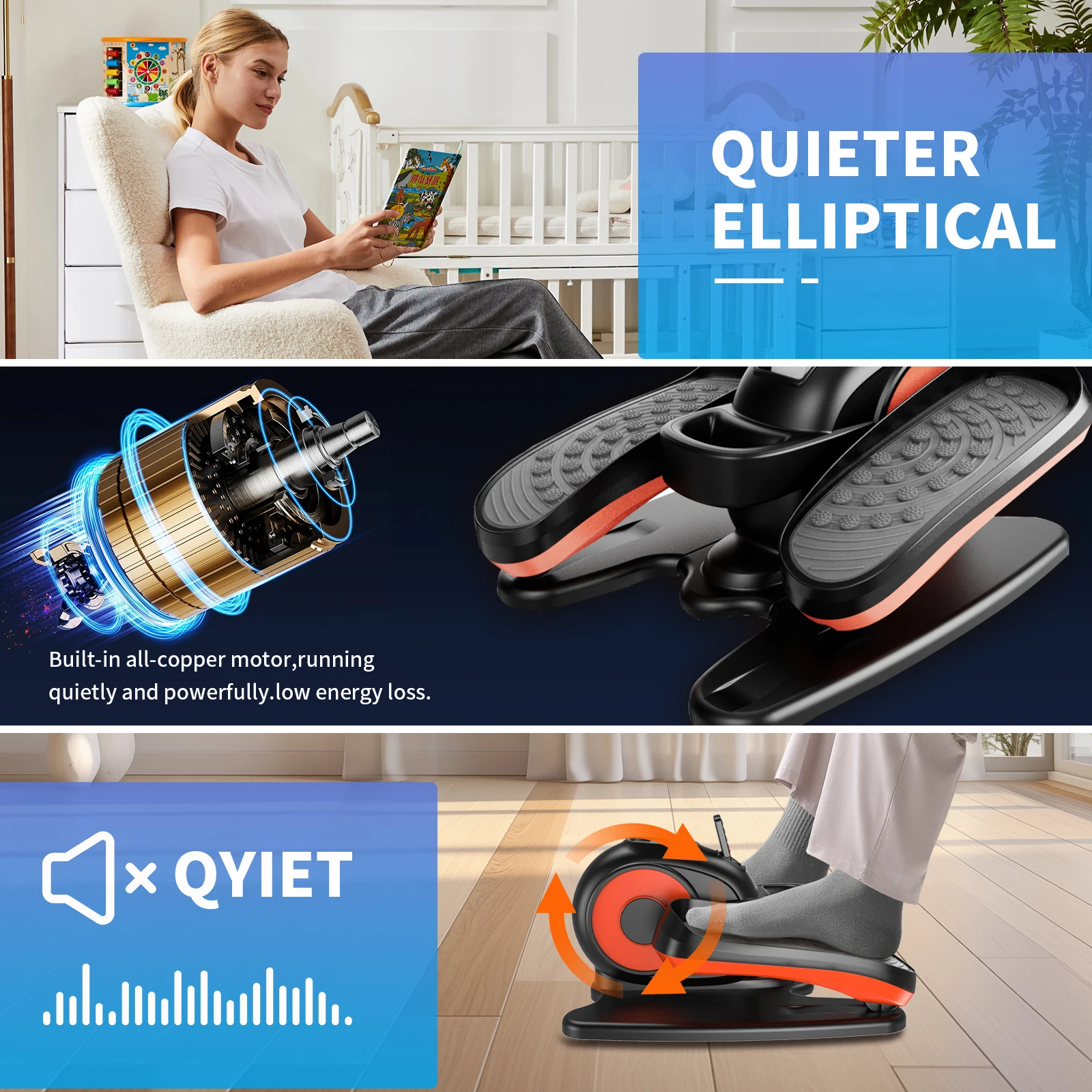 دراجة صغيرة بيضاوية الشكل تحت المكتب مدرب متقاطع لتمارين الساق للمنزل 2026